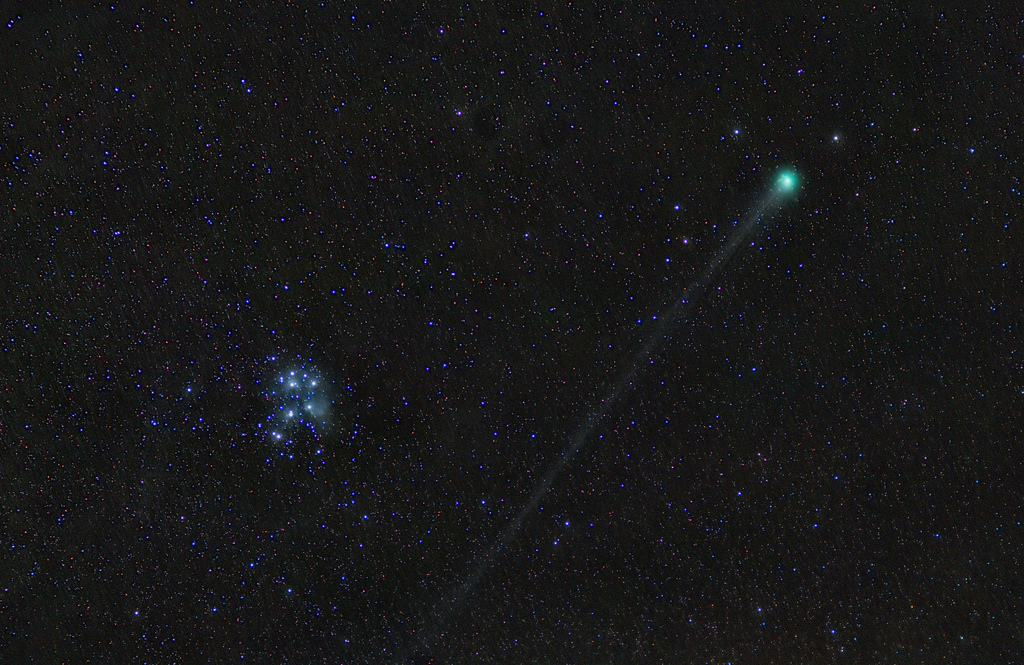 Comet LoveJoy and the Pleiades