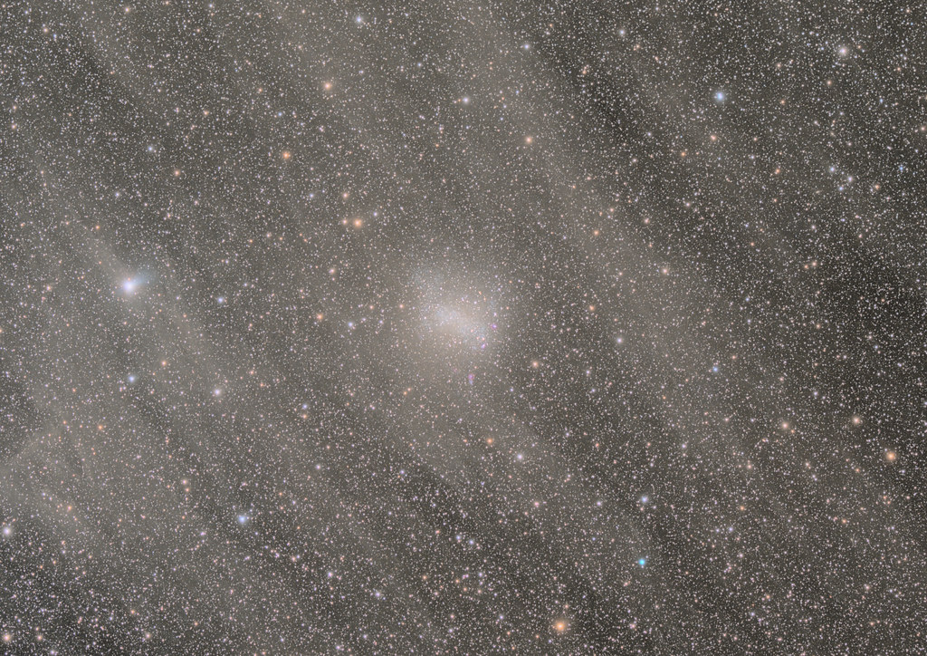 Barnard's galaxy through Galactic Cirrus clouds - crop