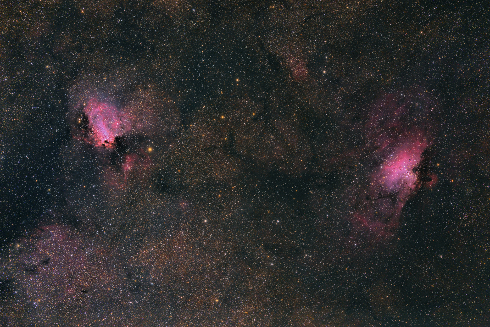 M16 Eagle nebula and M17 Omega nebula